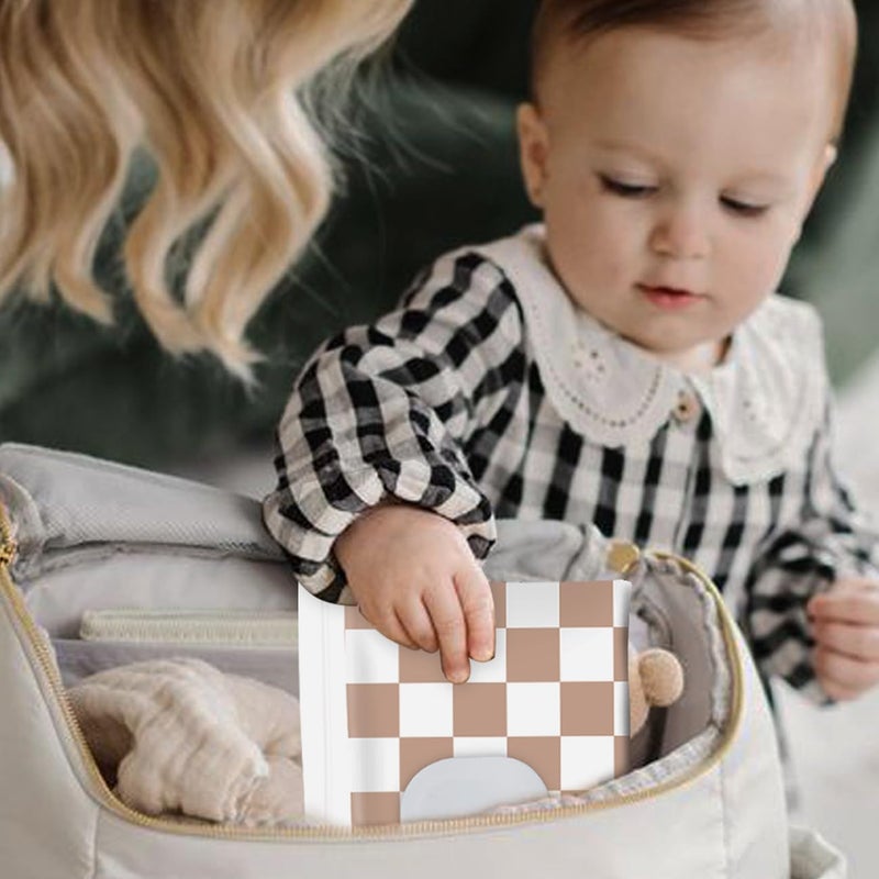 cephira Baby Wipe Holder, 3-Pack Portable Refillable Wipe Dispenser, Waterproof & Dustproof Travel Baby Wipes Case, Reusable Diaper Wipe Container with Checkerboard Design - Image 2